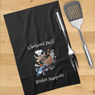 Linge De Cuisine à damiers Mascotte de vache passée Griller noir pe