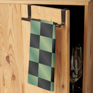 Linge De Cuisine À damiers moderne vert olive noir dégradé