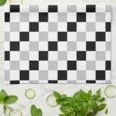 Linge De Cuisine à damiers noir, blanc et gris (Plié)