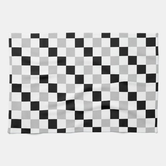 Linge De Cuisine à damiers noir, blanc et gris (Horizontal)