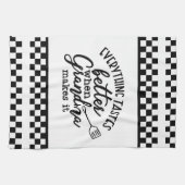 Linge De Cuisine À damiers noir et blanc avec devis (Horizontal)