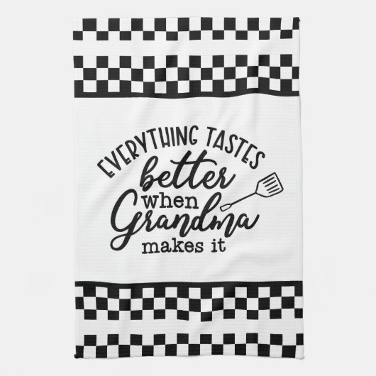 Linge De Cuisine À damiers noir et blanc avec devis (Vertical)