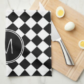 Linge De Cuisine À damiers noir et blanc rétro (Quart Plié)