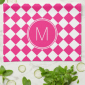 Linge De Cuisine À damiers rétro rose vif et blanc (Plié)