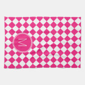 Linge De Cuisine À damiers rétro rose vif et blanc (Horizontal)