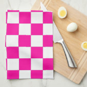 Linge De Cuisine à damiers rose et blanc (Quart Plié)