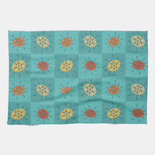 Linge De Cuisine à damiers'âge atomique Turquoise