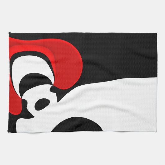 Linge De Cuisine À M. Redd : Noir, blanc et rouge Abstraits (Horizontal)