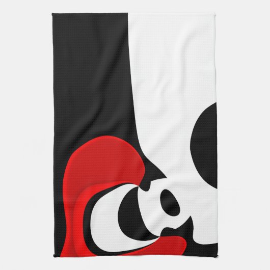 Linge De Cuisine À M. Redd : Noir, blanc et rouge Abstraits (Vertical)