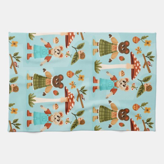 Linge De Cuisine A playful fabric pattern featuring cartoon animals (Horizontal)