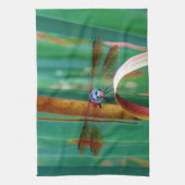 Linge De Cuisine A teal Eyed Dragonfly with cattails (Vertical)