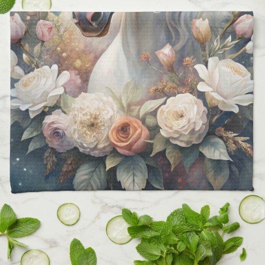 Linge De Cuisine A White Horse  (Plié)