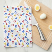 Linge De Cuisine ABC Alphabet rouge jaune bleu (Quart Plié)