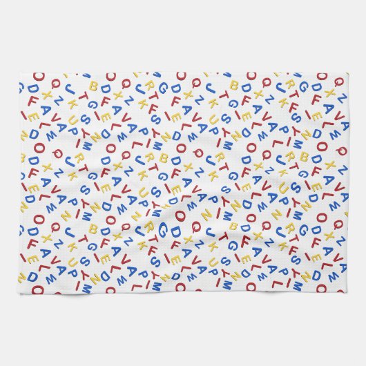 Linge De Cuisine ABC Alphabet rouge jaune bleu (Horizontal)
