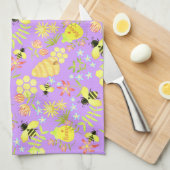 Linge De Cuisine Abeille de miel violet (Quart Plié)