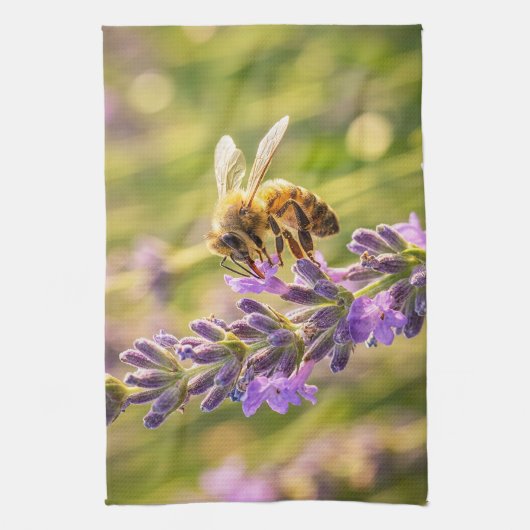 Linge De Cuisine Abeille sur lavande (Vertical)