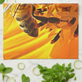 Linge De Cuisine Abeille sur une fleur (Plié)