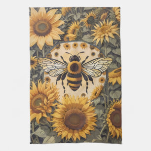 Linge De Cuisine Abeille vintage et tournesol