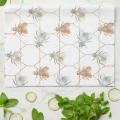 Linge De Cuisine Abeilles en cuivre argent moderne or (Plié)