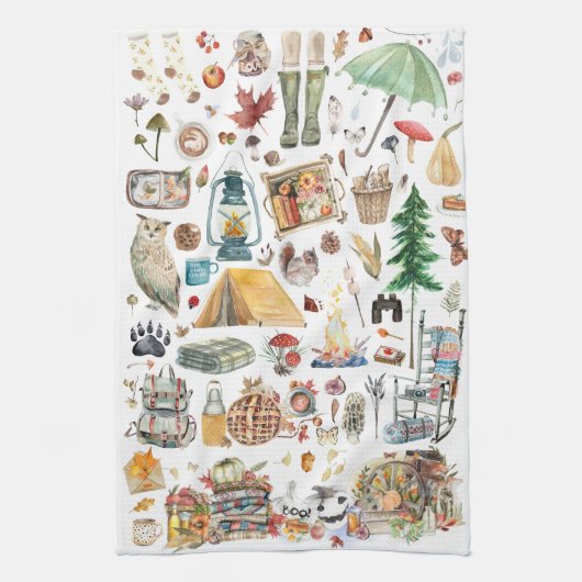 Linge De Cuisine Abondance d'automne | Illustrations Rustiques de a (Vertical)