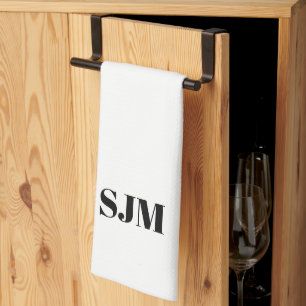 Linge De Cuisine Abréviation minimaliste noir blanc Personnalisé mo