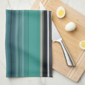 Linge De Cuisine Abstract #1: Teal and grey (Quart Plié)