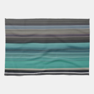 Linge De Cuisine Abstract #1: Teal and grey