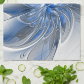 Linge De Cuisine Abstract Blue Gray Watercolor Fractal Art Flower (Plié)
