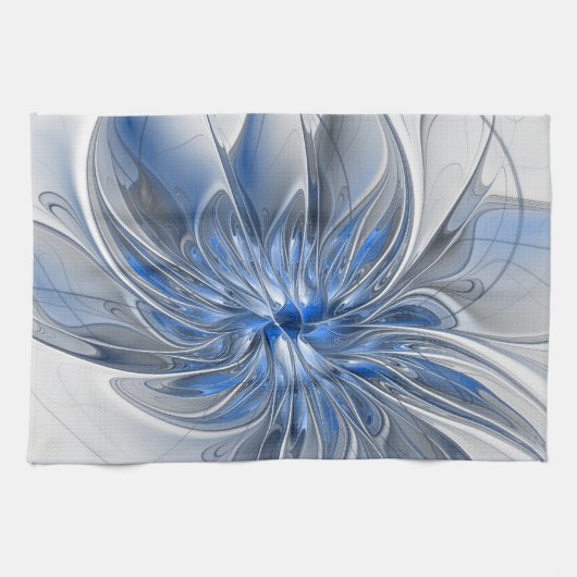 Linge De Cuisine Abstract Blue Gray Watercolor Fractal Art Flower (Horizontal)