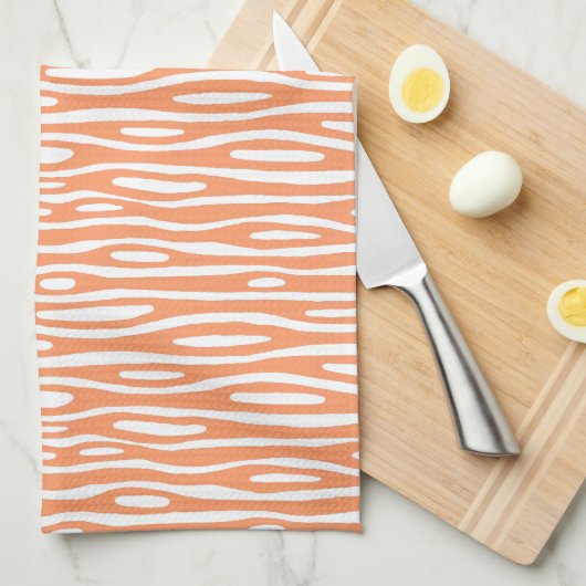 Linge De Cuisine Abstrait 280314 - Pêche sur blanc (Quart Plié)