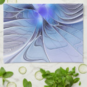 Linge De Cuisine Abstrait Art Fractal Lavande Bleu (Plié)