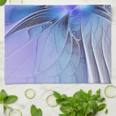 Linge De Cuisine Abstrait Art Fractal Lavande Bleu (Plié)