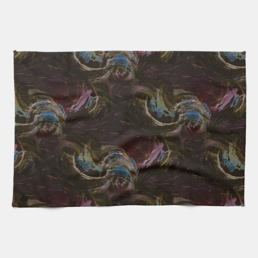 Linge De Cuisine Abstrait atomique noir rétro (Horizontal)