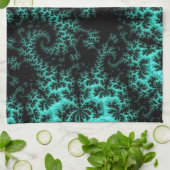 Linge De Cuisine Abstrait Black Green Fractal Art (Plié)