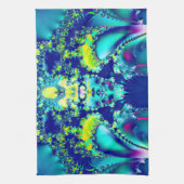 Linge De Cuisine Abstrait bleu cyan vert fractal (Vertical)