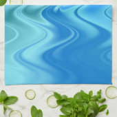 Linge De Cuisine Abstrait bleu ondulé (Plié)