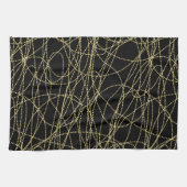 Linge De Cuisine Abstrait brillant d'or noir (Horizontal)