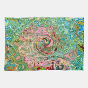 Linge De Cuisine Abstrait Coloré Rétro Psychedélique Tourbillon Arc