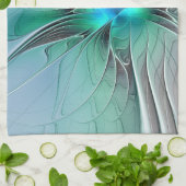 Linge De Cuisine Abstrait De Bleu, Art Fractal Moderne (Plié)