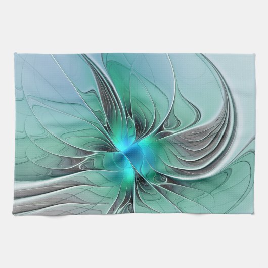Linge De Cuisine Abstrait De Bleu, Art Fractal Moderne (Horizontal)