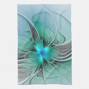 Linge De Cuisine Abstrait De Bleu, Art Fractal Moderne