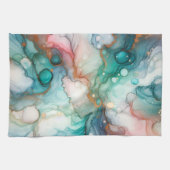Linge De Cuisine Abstrait en rose, sarcelle, bleu et or (Horizontal)