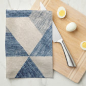 Linge De Cuisine Abstrait géométrique bleu et gris (Quart Plié)