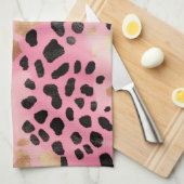 Linge De Cuisine Abstrait Léopard Noir Rose Vierge (Quart Plié)
