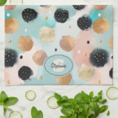 Linge De Cuisine Abstrait moderne Brushstroke & Polka Dot Motif (Plié)