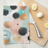 Linge De Cuisine Abstrait moderne Brushstroke & Polka Dot Motif (Quart Plié)