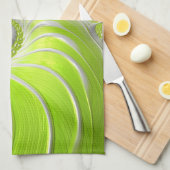Linge De Cuisine Abstrait Moderne Lime Green Spiral Fractal (Quart Plié)