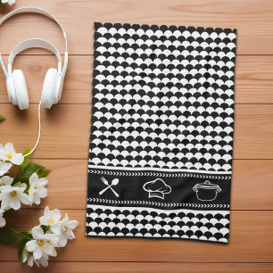 Linge De Cuisine Abstrait moderne noir et blanc