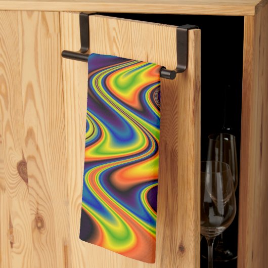 Linge De Cuisine Abstrait Multicolore Ondulé (Pliage en tiers)