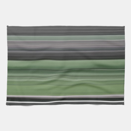Linge De Cuisine Abstrait n° 1 : vert olive et gris (Horizontal)